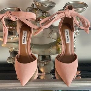 Blush Pink two piece suede stiletto pumps